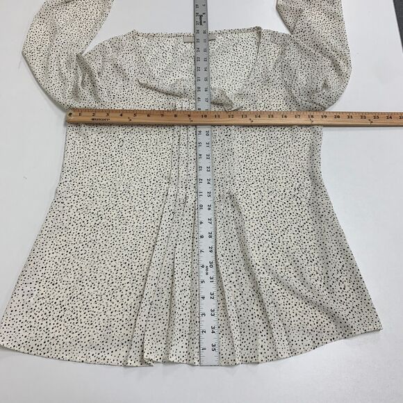 Loft Ann Taylor Pintuck Blouse Womens S Small Cream Ruffle Neck Polka Dot Sheer - Picture 8 of 13